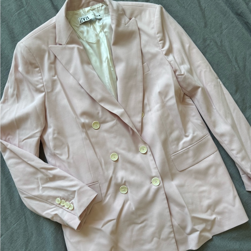 Zara Double Breasted Blazer With Pockets (L)